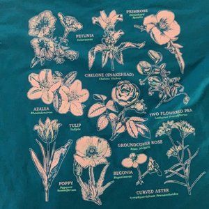 Blue Turquoise Hoodie With Different Pink Flowers and their Names